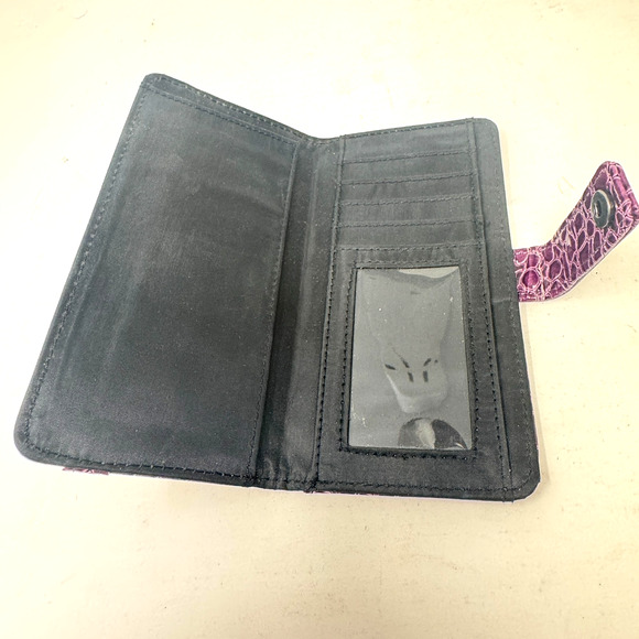 Purple Faux Croc Patent Leather Checkbook Wallet - Picture 7 of 8